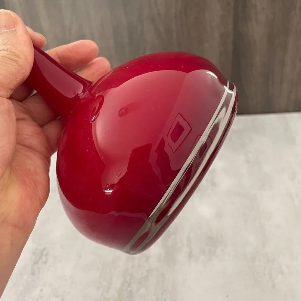 Normann Copenhagen Denmark Vintage Red Cased Glass Corkscrew Swing Vase 16
